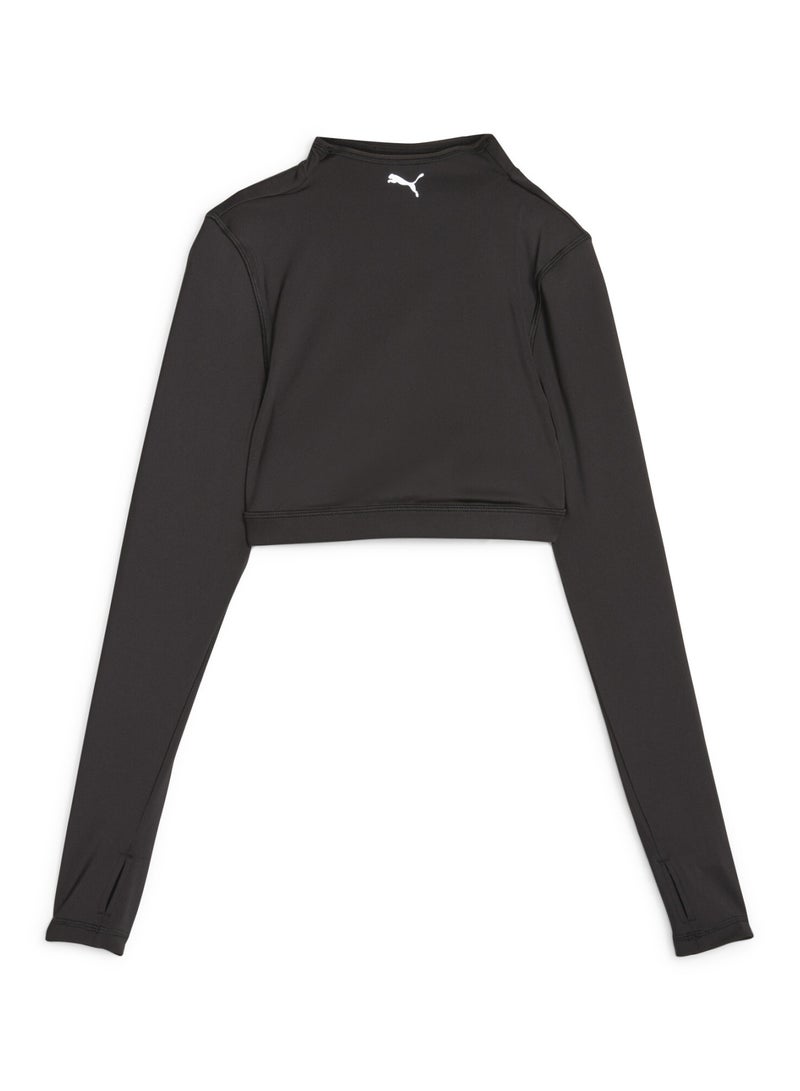 PUMA Modest Long Sleeve Womens Black Sports Bra - Image 1